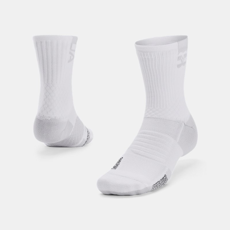 Calcetines Under Armour ArmourDry™ Playmaker Mid-Crew unisex Blanco / Halo Gris / Halo Gris XL